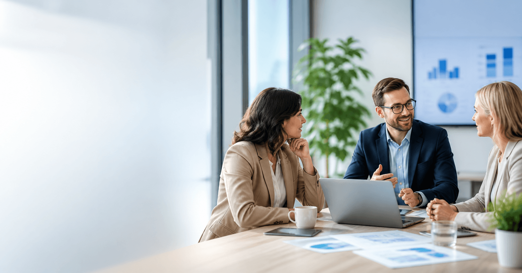 Professional services advisers in a client strategy meeting