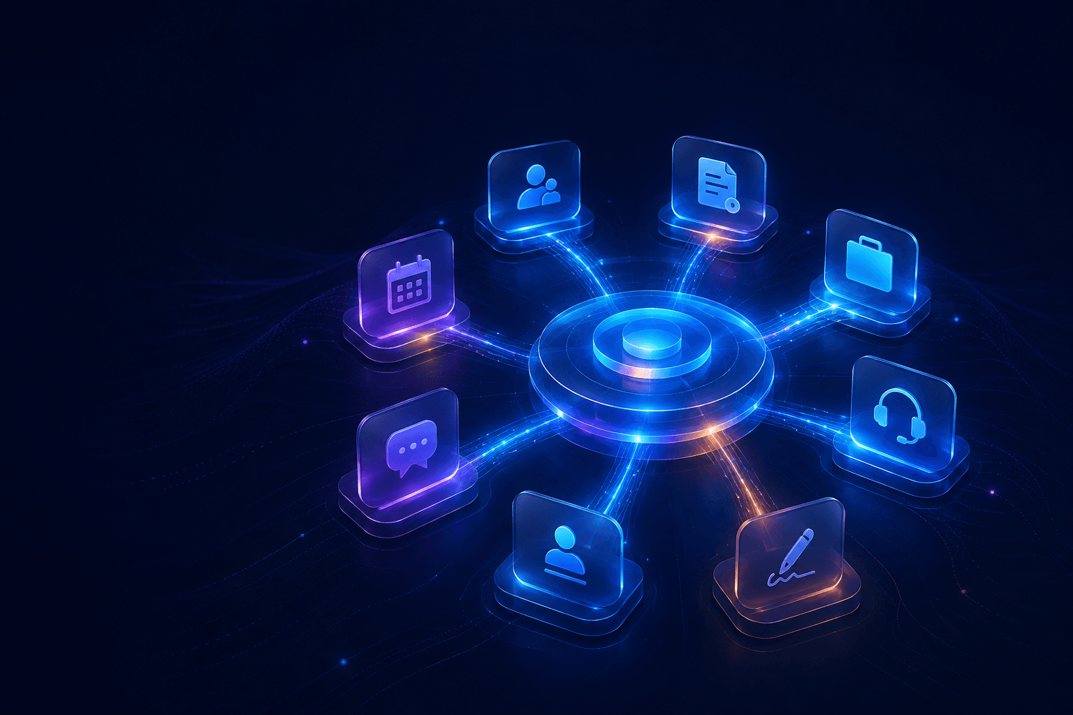 Connected ISCANET business modules for customer relationships, billing, projects, support, bookings and events